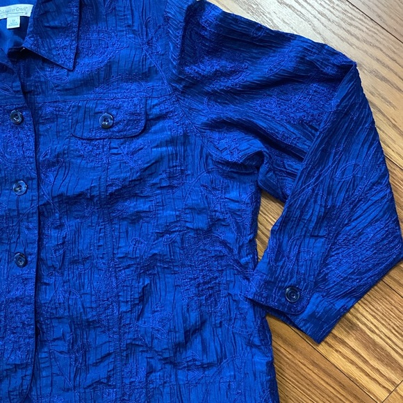 Coldwater Creek will men’s blue crinkle taffeta embroidered jacket button up - Picture 12 of 13